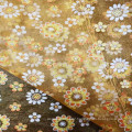 Elegant high quality organza gold foil print fabric for wedding dress